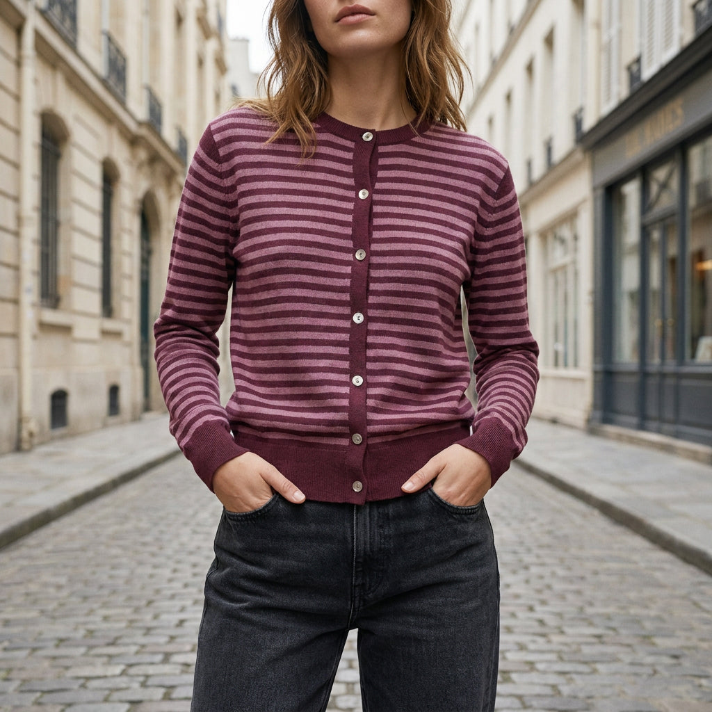 DOROTHEE - MELANGE LAINE ET CACHEMIRE - BORDEAUX / ROSE