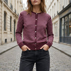 DOROTHEE - MELANGE LAINE ET CACHEMIRE - BORDEAUX / ROSE