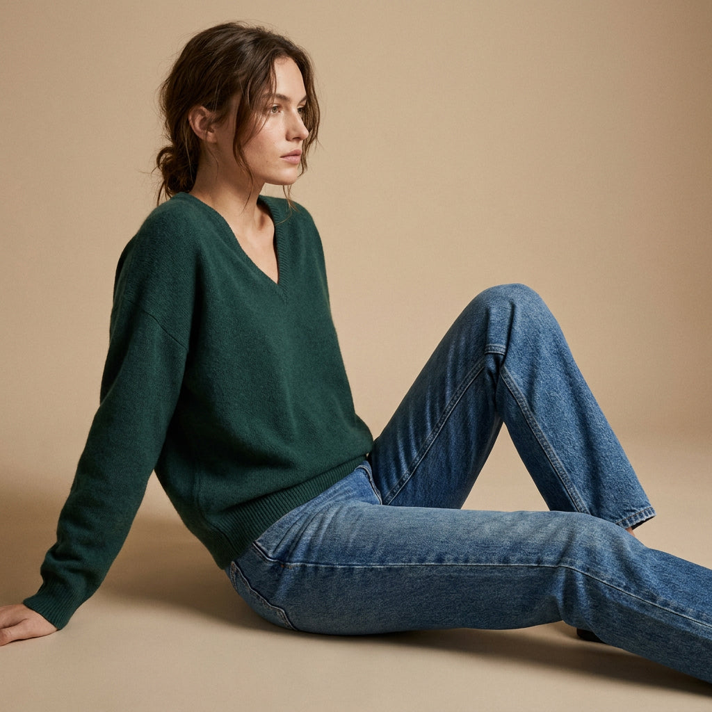 ELOIA - MELANGE ALPAGA ET LAINE - VERT BOUTEILLE