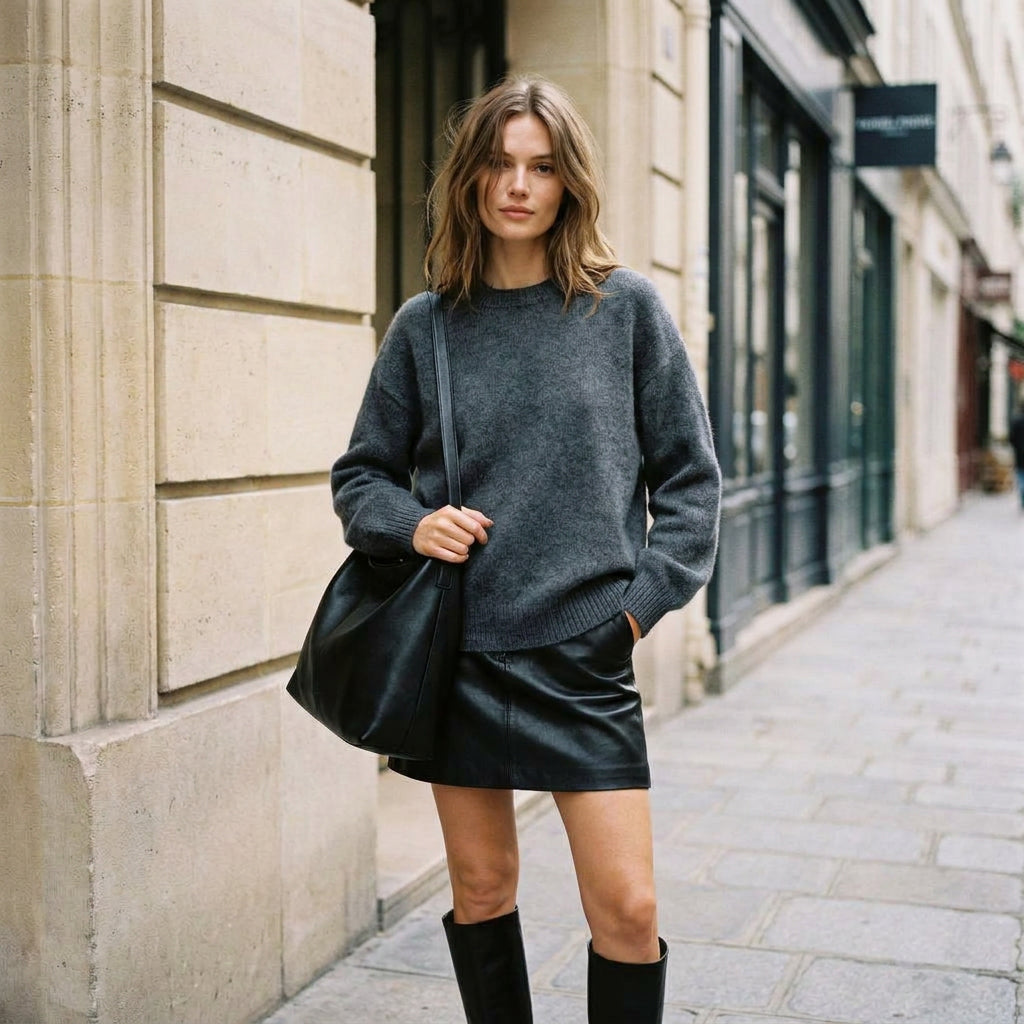 LUCETTE - MELANGE LAINE ET CACHEMIRE - GRIS FONCE